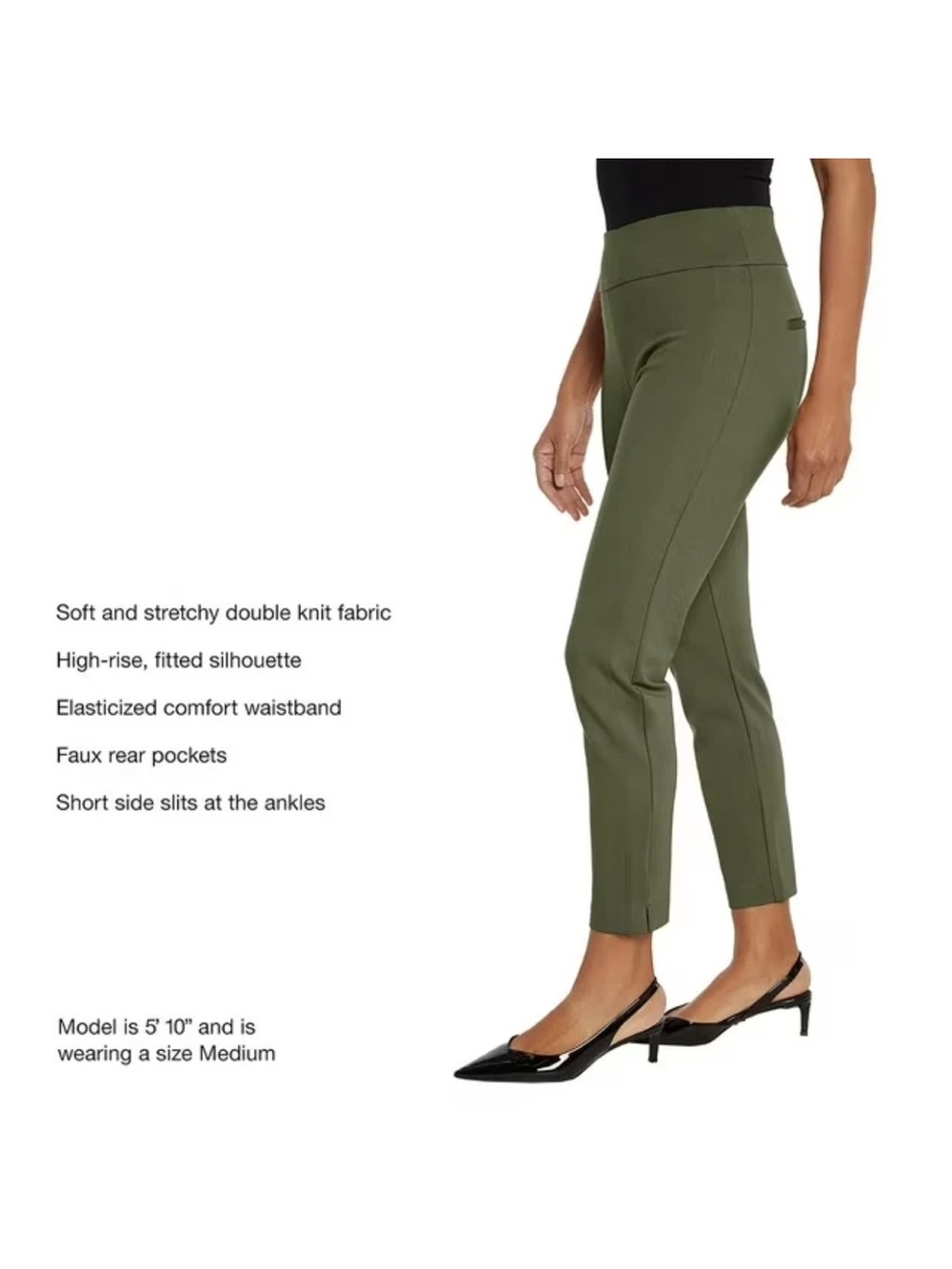 Express Women's Ponte Pant High-Waist Olive Green - Picture 6 of 10